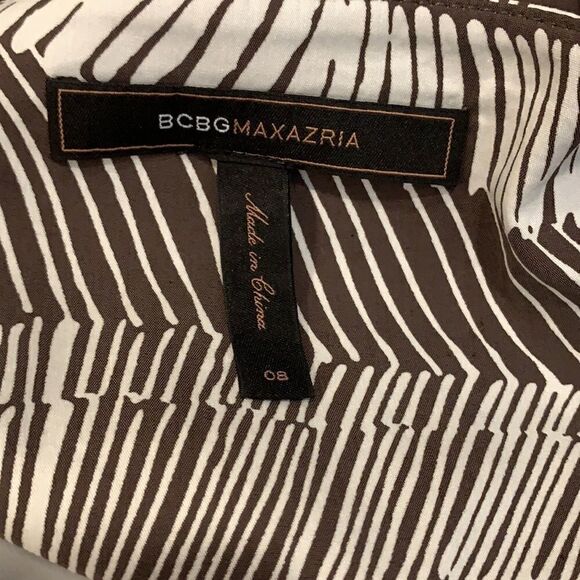BCBGMaxAzria cocoa combo sleeveless V-neck dress size 8 - Picture 6 of 10